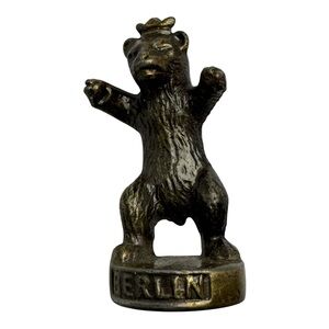 Vintage 2” Berlin‎ Bear Figurine Cast Metal Crowned Souvenir Germany